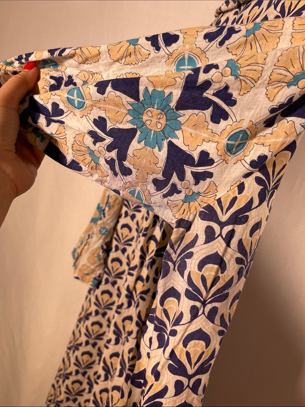 RO’S GARDEN TUCKERNUCK WOMENS MIDI DRESS BLUE GEOMETRIC COTTON XL - Picture 7 of 9